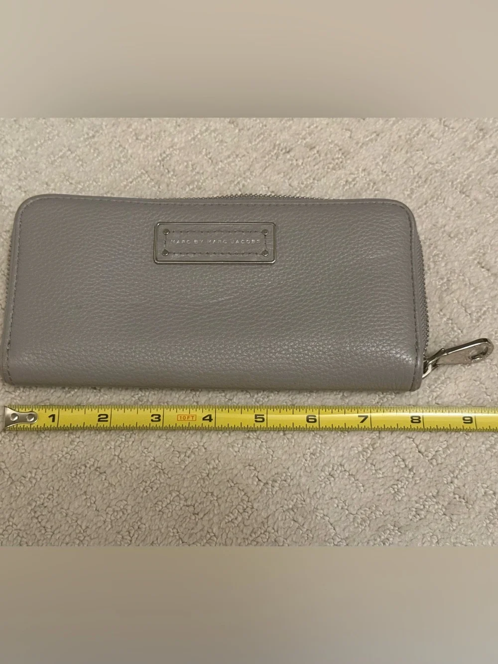 Marc by Marc Jacobs Grey Pebbled Leather Zip Wallet
